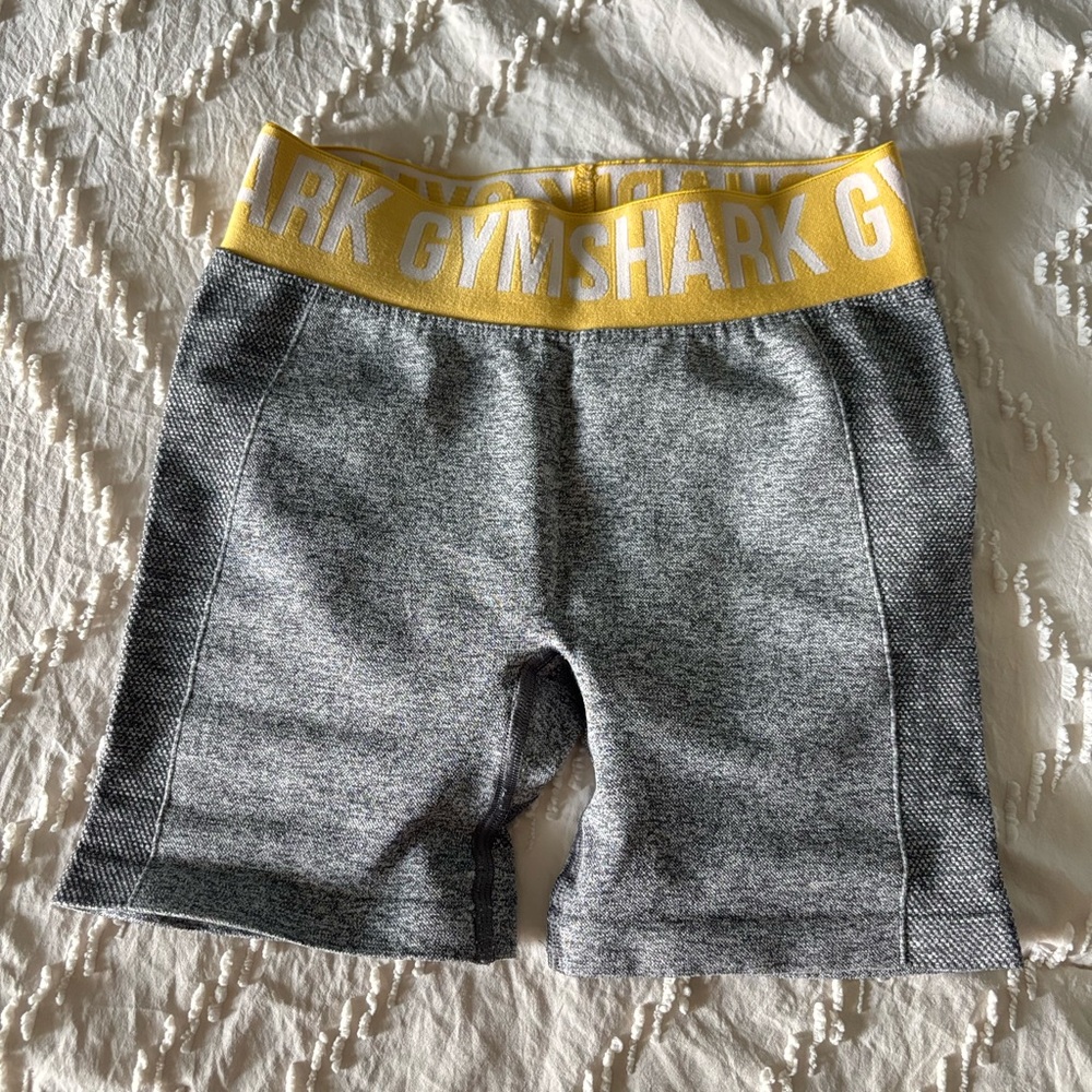 Gymshark Heather Gray Shorts with Yellow Waistband